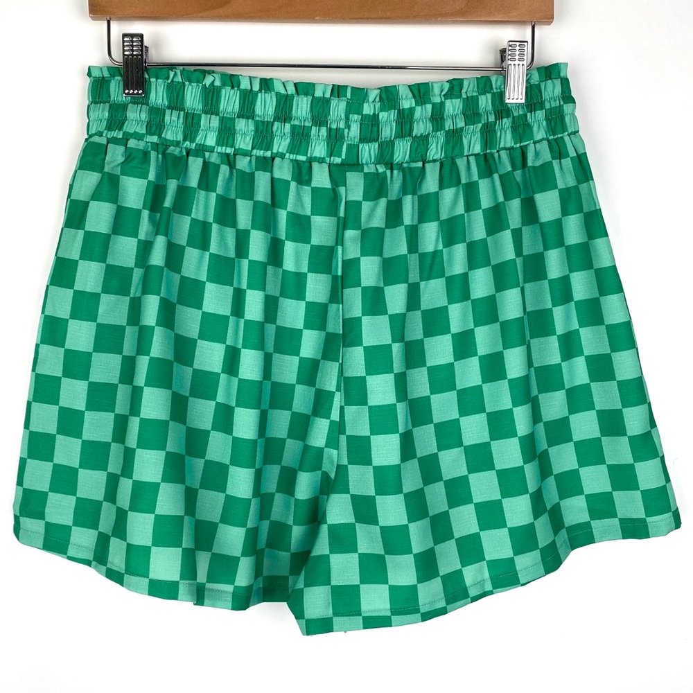 ASOS Green Checkerboard Drawstring Shorts - Picture 4 of 8